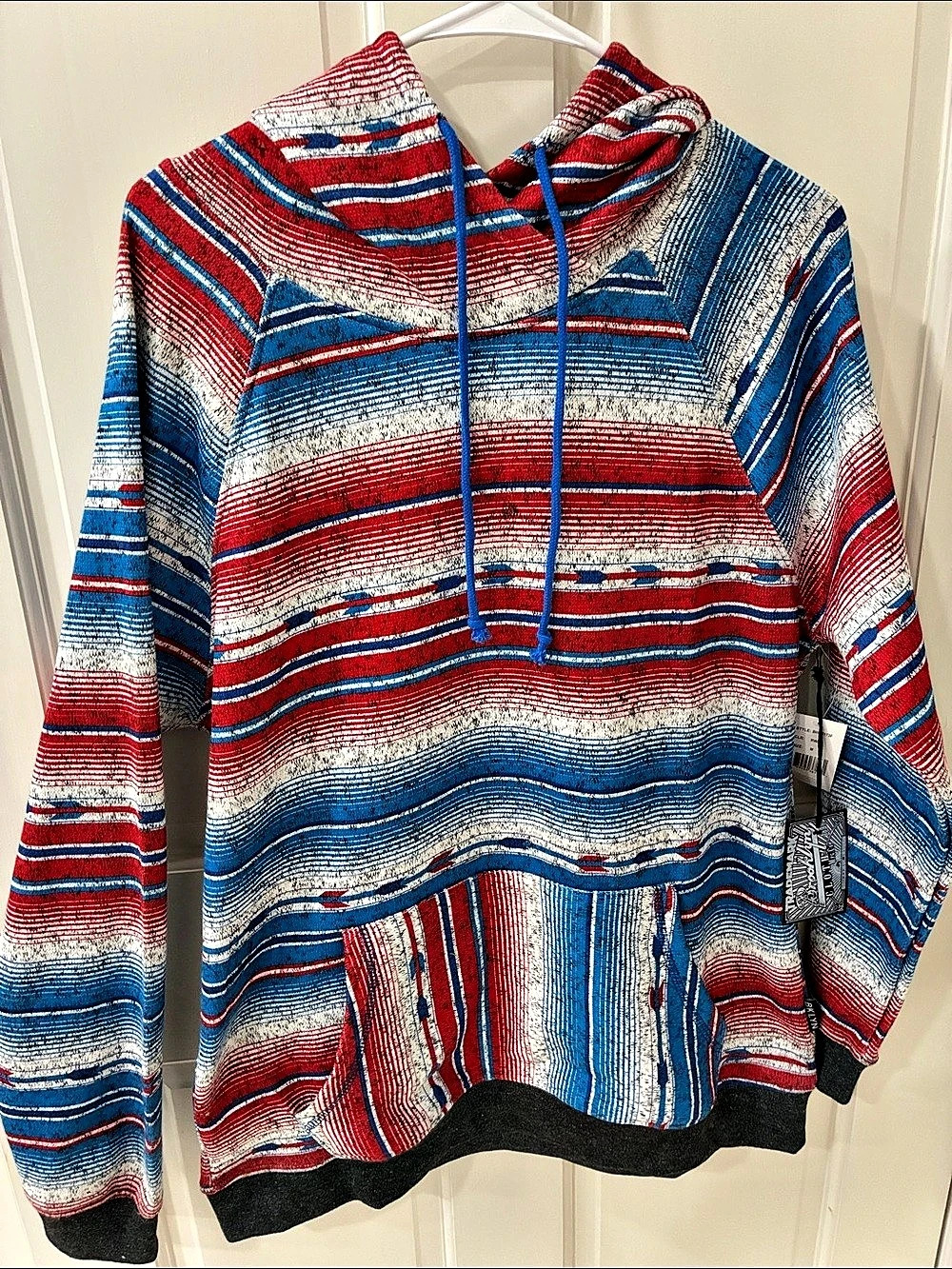 Brooklyn CLOTH MFG Co. hoodie Striped Hoodie in Blue & Red Size Medium NWT